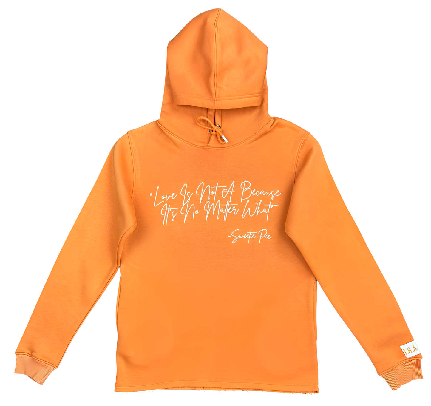 “LOVE IS” HOODIE (ORANGE & WHITE)