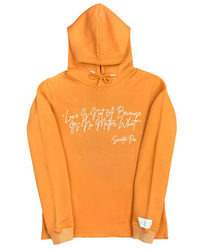 “LOVE IS” HOODIE (ORANGE & WHITE)