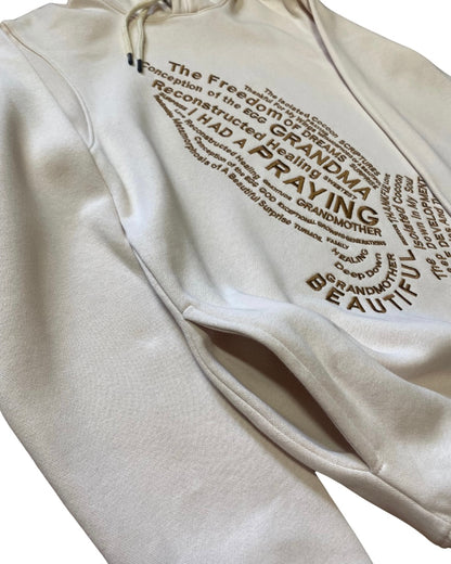 "FATHER I THANK YOU” EMBROIDERED HOODIE (MELANIN BROWN)