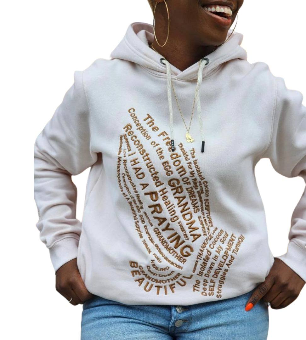 "FATHER I THANK YOU” EMBROIDERED HOODIE (MELANIN BROWN)