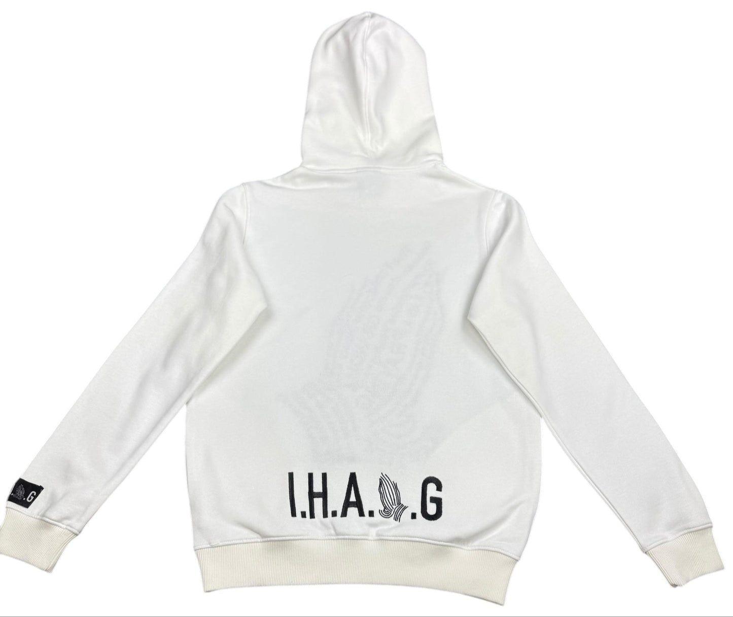 "FATHER I THANK YOU” EMBROIDERED HOODIE (WHITE/ BLACK)