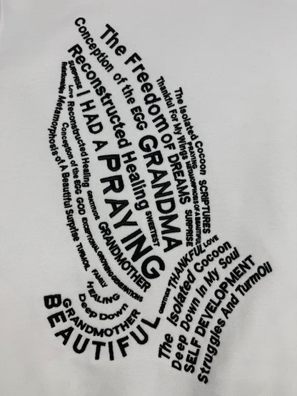 "FATHER I THANK YOU” EMBROIDERED HOODIE (WHITE/ BLACK)