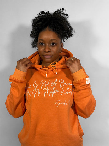 “LOVE IS” HOODIE (ORANGE & WHITE)
