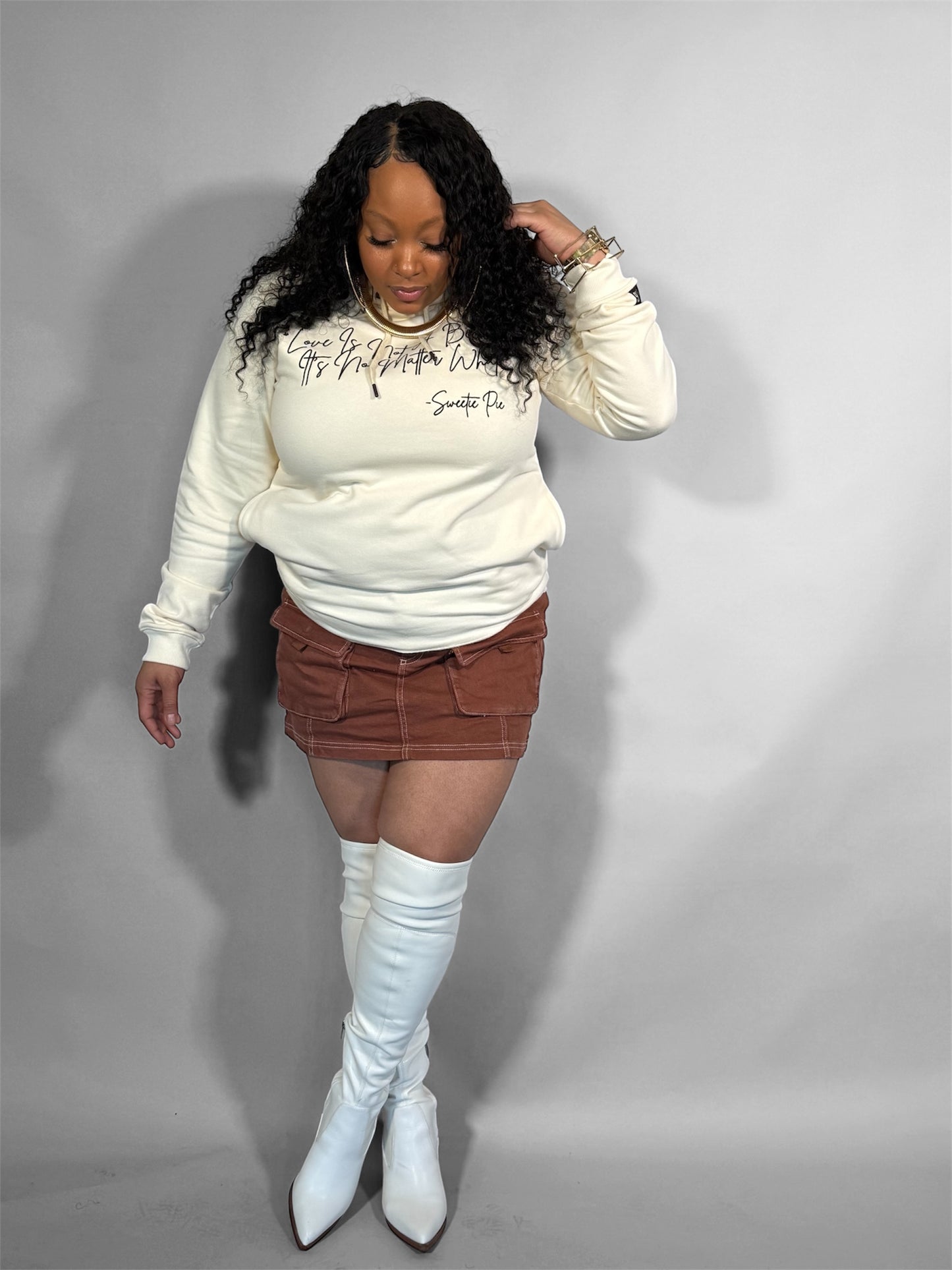 “LOVE IS” HOODIE (CREAM & BLACK)